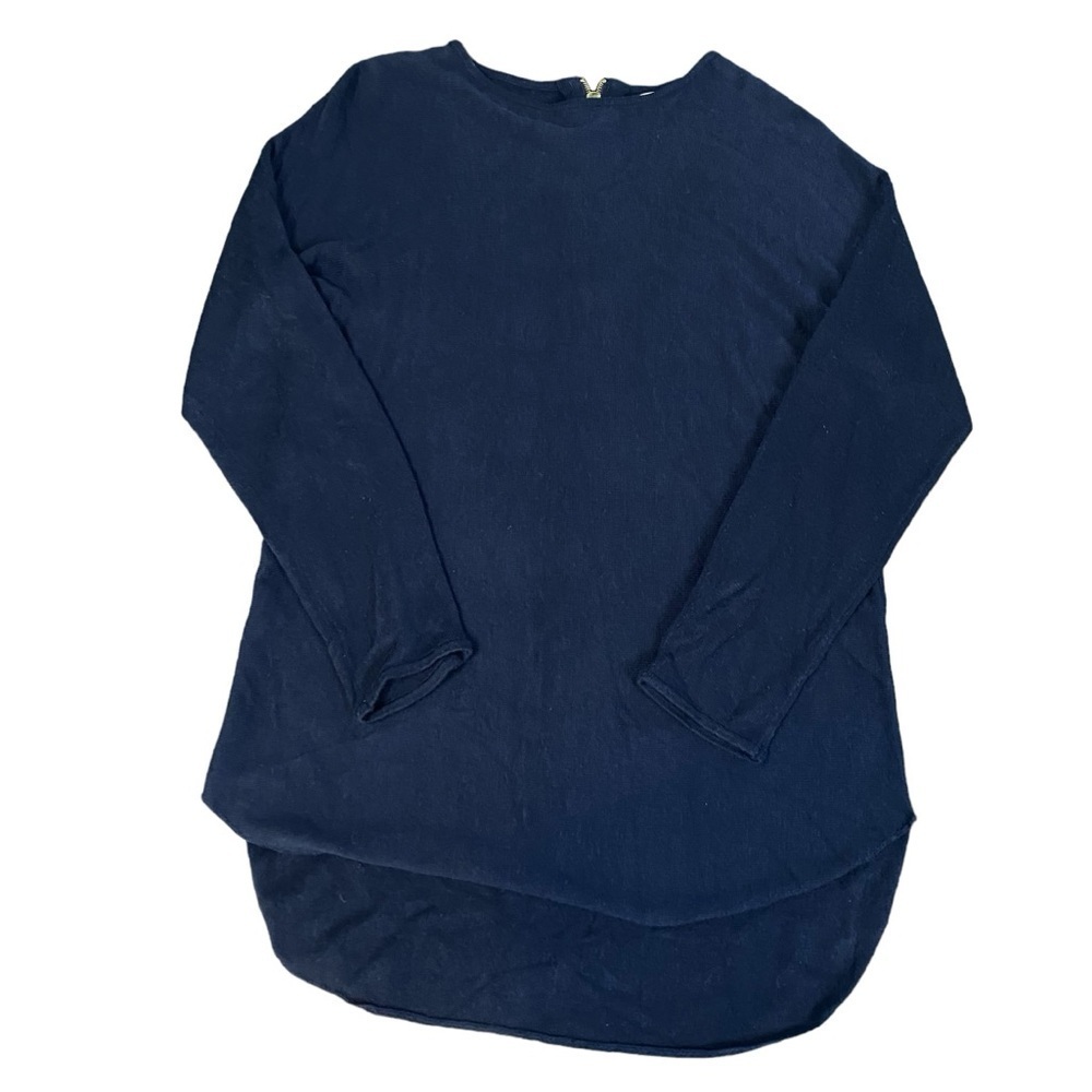 Joann Vass Studio Blue Knit Cashmere Blend Long Sleeve Tunic Sweater Top Size M